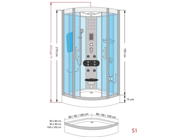 AcquaVapore Dampfdusche Duschtempel Sauna Dusche Duschkabine D46-00M2 80x80