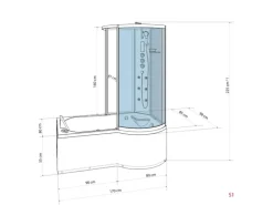 AcquaVapore Kombination Badewanne Dusche K50-L01 Duschtempel 170x100