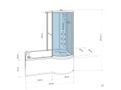AcquaVapore Kombination Badewanne Dusche K50-L33 Duschtempel 170x100