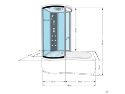 AcquaVapore Kombination Whirlpool Dusche K55-R03-WP-EC Duschkabine Wanne 100x170