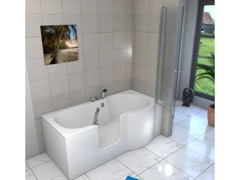 AcquaVapore Seniorendusche und Badewanne mit Tür S12D-EH-L-EC Dusche 170x85