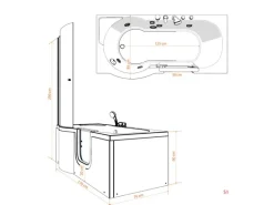 AcquaVapore Seniorendusche und Badewanne mit Tür S12D-EH-R-EC Dusche 85x170