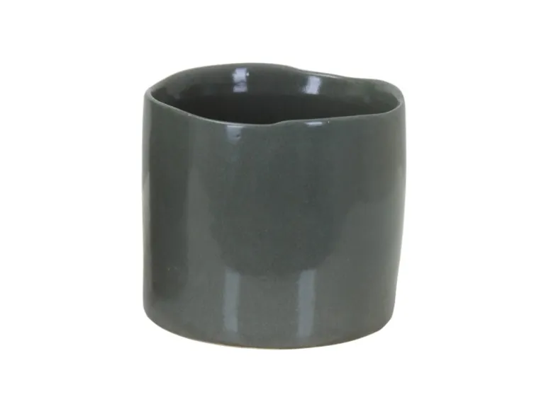 A.H.G. Keramiktopf Organic Glasiert Rund Zylindrisch 13 cm x 12 cm Grün