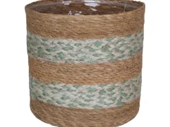 A.H.G. Pflanzkorb Seegras Zick Zack Wasserdicht Ø 14 cm x 14 cm Salbeibeige