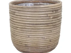 A.H.G. Rattantopf Rund Natur-Grau mit Polybeutel 24 cm x 21 cm