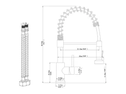 AICA Hochdruck Wasserhahn 43x21x12cm Chrom Küche Abnehmbarer Mischbatterie und Drehbarer 360° Spiralfeder Bad Küchenarmatur
