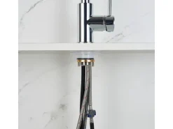 AICA Säulenbrause-Wasserhahn Chrom Zwei Wasserauslassmodi Küche Mischbatterie Ausziehbar 360° Drehbar Einhand-Spültischarmatur Bad Küchenarmatur