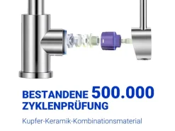 AICA Wasserhahn 360° Drehbare Wassersparende Silber Küchenarmatur Hochdruckfestes Design aus 304 Edelstahl Gefertigt Kaltes/Warmes Wasser