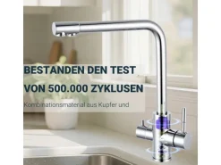 AICA Wasserhahn Chrom Küche Spültischarmatur 3-Wege mit Trinkwasserfilter 2-Hebel Design für Doppelspülen 360° Schwenkbar