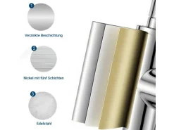 AICA Wasserhahn Chrom Küche Spültischarmatur 3-Wege mit Trinkwasserfilter 2-Hebel Design für Doppelspülen 360° Schwenkbar