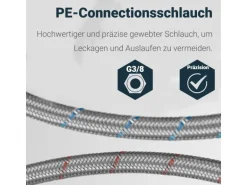AICA Wasserhahn Chrom Küche Spültischarmatur 3-Wege mit Trinkwasserfilter 2-Hebel Design für Doppelspülen 360° Schwenkbar