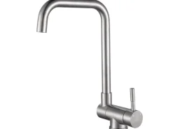 AICA Wasserhahn Doppelfunktion 360° Drehbare Kippbare Silber Küchenarmatur mit 304 Edelstahl und Keramikventil Mischbatterie