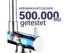 AICA Wasserhahn Doppelfunktion 360° Drehbare Kippbare Silber Küchenarmatur mit 304 Edelstahl und Keramikventil Mischbatterie