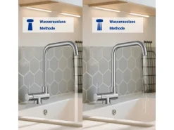 AICA Wasserhahn Doppelfunktion 360° Drehbare Kippbare Silber Küchenarmatur mit 304 Edelstahl und Keramikventil Mischbatterie