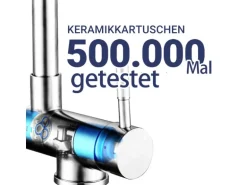 AICA Wasserhahn Doppelfunktion 360° Drehbare Kippbare Chrom Küchenarmatur Wasser mit 304 Edelstahl und Keramikventil Mischbatterie