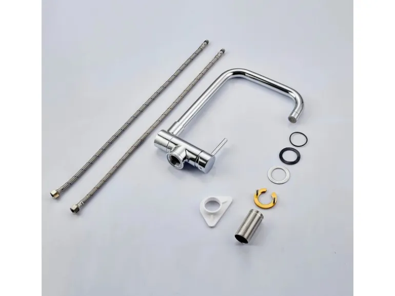 AICA Wasserhahn Doppelfunktion 360° Drehbare Kippbare Chrom Küchenarmatur Wasser mit 304 Edelstahl und Keramikventil Mischbatterie