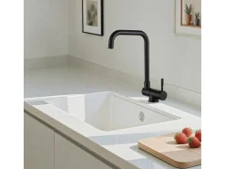 AICA Wasserhahn Doppelfunktion 360° Drehbare Kippbare Schwarz Küchenarmatur mit 304 Edelstahl und Keramikventil Mischbatterie