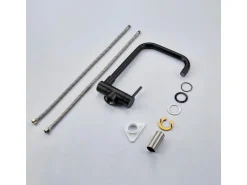 AICA Wasserhahn Doppelfunktion 360° Drehbare Kippbare Schwarz Küchenarmatur mit 304 Edelstahl und Keramikventil Mischbatterie