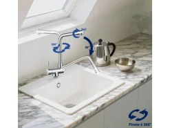 AICA Wasserhahn Faltbare 360° Drehbare Chrom Küchenarmatur 304 Edelstahl Hochdruckfest Mischbatterie Spültischarmatur