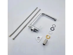 AICA Wasserhahn Faltbare 360° Drehbare Chrom Küchenarmatur 304 Edelstahl Hochdruckfest Mischbatterie Spültischarmatur