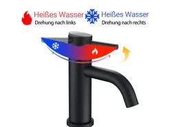 AICA Wasserhahn Schwarz Bad Niedriger Waschtischarmatur Waschbecken Armaturen 304 Edelstahl Einhebelmischer Mischbatterie