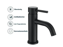 AICA Wasserhahn Schwarz Bad Niedriger Waschtischarmatur Waschbecken Armaturen 304 Edelstahl Einhebelmischer Mischbatterie