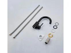 AICA Wasserhahn Schwarz Bad Hoch Waschtischarmatur Auslauf Höhe 158mm Waschbecken Armaturen 304 Edelstahl Einhebelmischer Mischbatterie