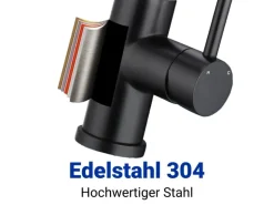 AICA Wasserhahn Schwarz Bad Hoch Waschtischarmatur Auslauf Höhe 158mm Waschbecken Armaturen 304 Edelstahl Einhebelmischer Mischbatterie