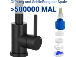 AICA Wasserhahn Schwarz Bad Hoch Waschtischarmatur Auslauf Höhe 158mm Waschbecken Armaturen 304 Edelstahl Einhebelmischer Mischbatterie