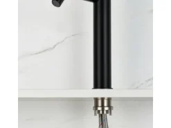 AICA Wasserhahn Schwarz Bad Hoch Waschtischarmatur Auslauf Höhe 195mm Waschbecken Armaturen 304 Edelstahl Einhebelmischer Mischbatterie