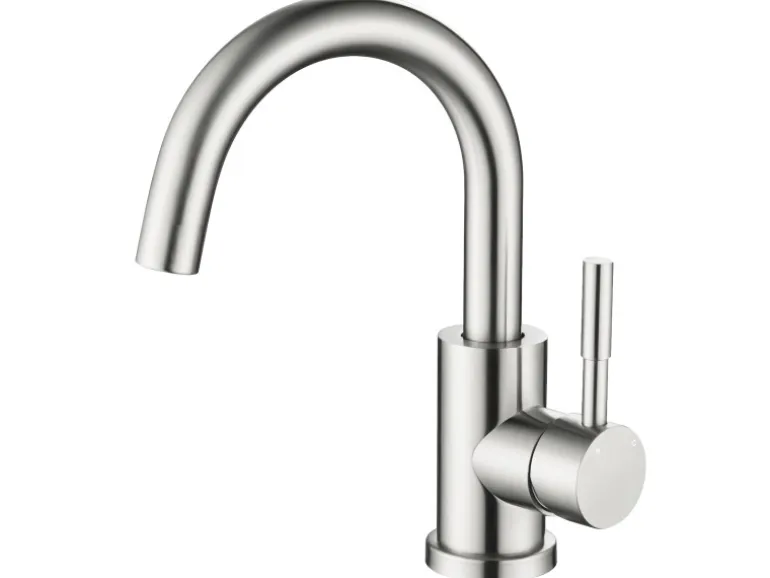 AICA Wasserhahn Silber Bad Hoch Waschtischarmatur Auslauf Höhe 158mm Waschbecken Armaturen 304 Edelstahl Einhebelmischer Mischbatterie
