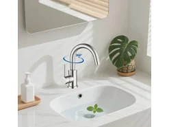 AICA Wasserhahn Silber Bad Hoch Waschtischarmatur Auslauf Höhe 158mm Waschbecken Armaturen 304 Edelstahl Einhebelmischer Mischbatterie