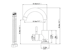AICA Wasserhahn Silber Bad Hoch Waschtischarmatur Auslauf Höhe 158mm Waschbecken Armaturen 304 Edelstahl Einhebelmischer Mischbatterie