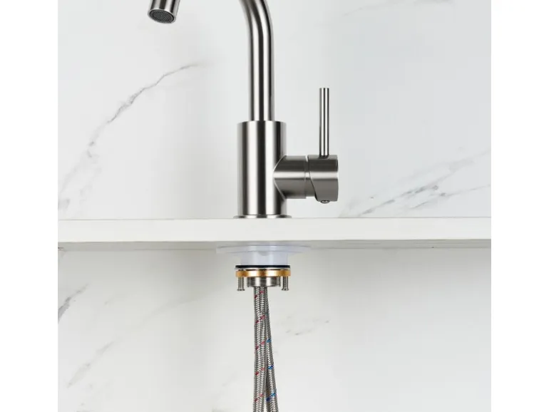 AICA Wasserhahn Silber Bad Hoch Waschtischarmatur Auslauf Höhe 158mm Waschbecken Armaturen 304 Edelstahl Einhebelmischer Mischbatterie