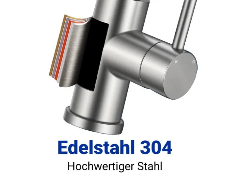 AICA Wasserhahn Silber Bad Hoch Waschtischarmatur Auslauf Höhe 158mm Waschbecken Armaturen 304 Edelstahl Einhebelmischer Mischbatterie