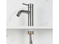 AICA Wasserhahn Silber Bad Niedriger Waschtischarmatur Waschbecken Armaturen 304 Edelstahl Einhebelmischer Mischbatterie