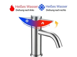 AICA Wasserhahn Silber Bad Niedriger Waschtischarmatur Waschbecken Armaturen 304 Edelstahl Einhebelmischer Mischbatterie