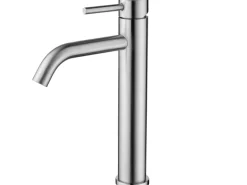 AICA Wasserhahn Silber Bad Hoch Waschtischarmatur Auslauf Höhe 195mm Waschbecken Armaturen 304 Edelstahl Einhebelmischer Mischbatterie