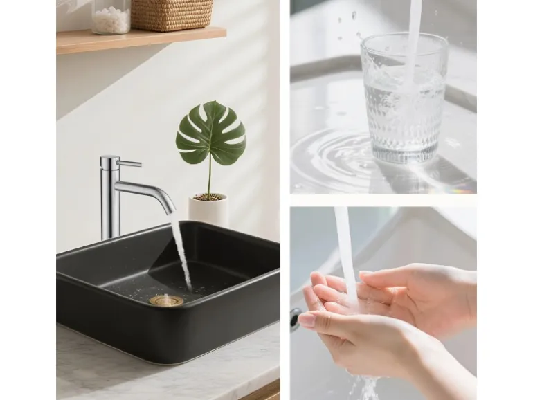 AICA Wasserhahn Silber Bad Hoch Waschtischarmatur Auslauf Höhe 195mm Waschbecken Armaturen 304 Edelstahl Einhebelmischer Mischbatterie