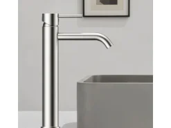AICA Wasserhahn Silber Bad Hoch Waschtischarmatur Auslauf Höhe 195mm Waschbecken Armaturen 304 Edelstahl Einhebelmischer Mischbatterie
