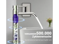 AICA Wasserhahn Silber Bad Hoch Waschtischarmatur Auslauf Höhe 195mm Waschbecken Armaturen 304 Edelstahl Einhebelmischer Mischbatterie