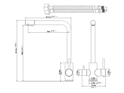 AICA Wasserhahn Silber Küche Spültischarmatur 3-Wege mit Trinkwasserfilter 2-Hebel Design für Doppelspülen 360° Schwenkbar