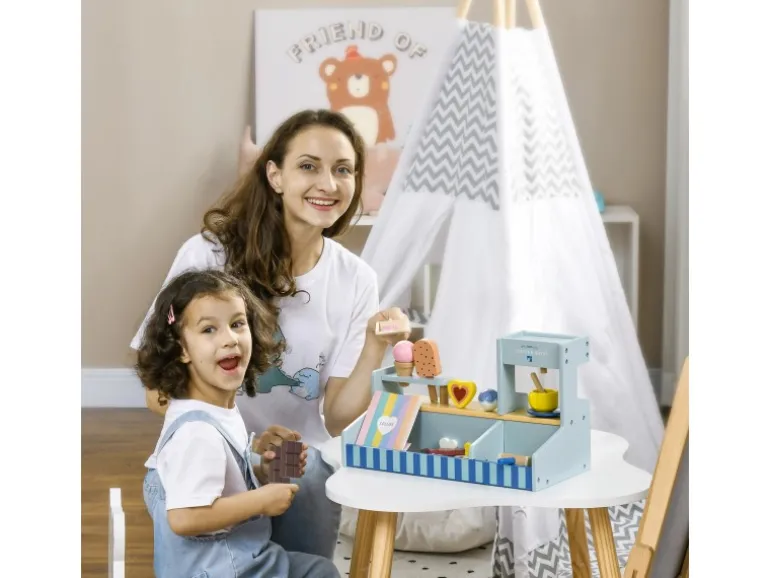 AIYAPLAY Eisdiele MDF Mehrschichtplatte Hellblau 42L x 20B x 24,5H cm