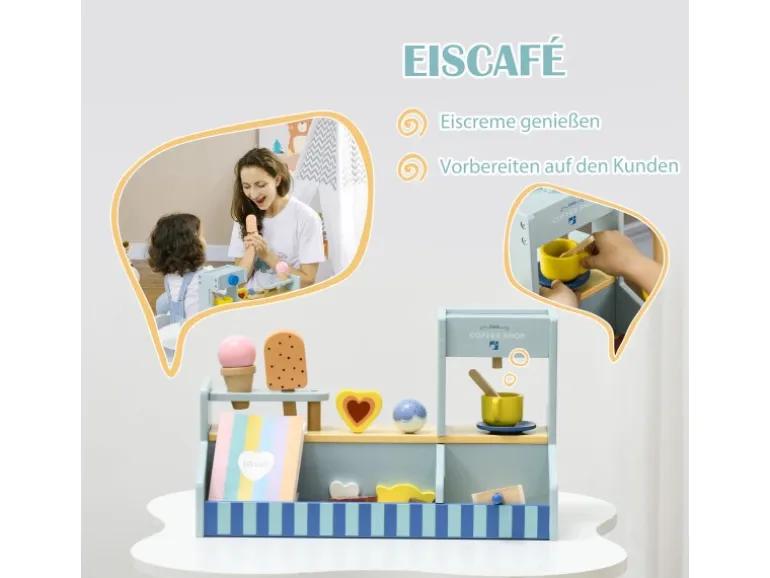 AIYAPLAY Eisdiele MDF Mehrschichtplatte Hellblau 42L x 20B x 24,5H cm