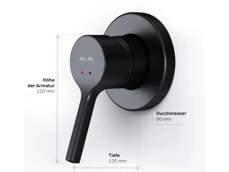 AM.PM Brausearmatur Unterputz X-Joy S Brauseset Unterputz Duscharmatur Unterputz Wannen-Brausebatterie FXB65022 Schwarz