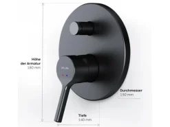 AM.PM Einhand-Mischbatterie Brausearmatur Unterputz, Wandthermostat, Thermostat Dusche FXB45022 X-Joy S  Schwarz