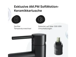 AM.PM Einhebel Waschtischarmatur Spike Wasserhahn Bad mit Klick Ablaufgarnitur FPA82122 Schwarz