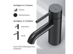 AM.PM Einhebel Waschtischarmatur Spike Wasserhahn Bad mit Klick Ablaufgarnitur FPA82122 Schwarz