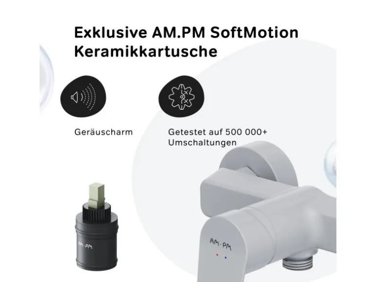 AM.PM Einhebel-Duscharmatur Gem Brausearmatur aus Messing, Brausebatterie Wasserhahn Bad FTA20033 Weiß