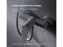 AM.PM Einhebel-Duscharmatur Gem Brausearmatur aus Messing, Brausebatterie Wasserhahn Bad FTA20022 Schwarz